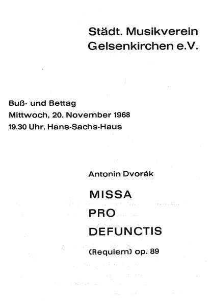 Programmheft zum Konzert des Stdtischen Musikvereins mit Joachim Riepen an der Orgel am 20.11.1968. Titelblatt.