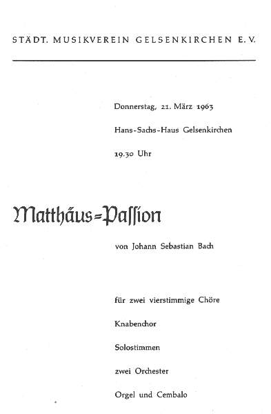 Programmheft zum Konzert des Stdtischen Musikvereins mit Franz Rttger an der Orgel am 21.03.1963.