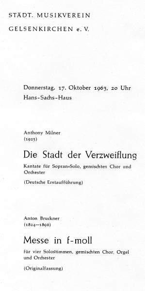 Programmheft zum Konzert des Stdtischen Musikvereins mit Franz Rttger an der Orgel am 17.10.1963.