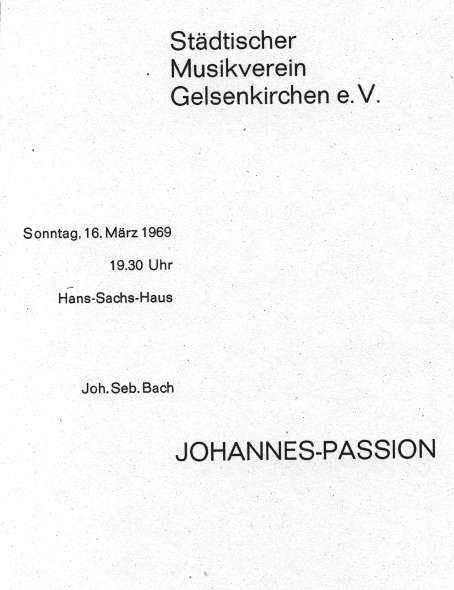 Programmheft zum Konzert des Stdtischen Musikvereins mit Fokko Schipper an der Orgel am 16.03.1969. Titelblatt.